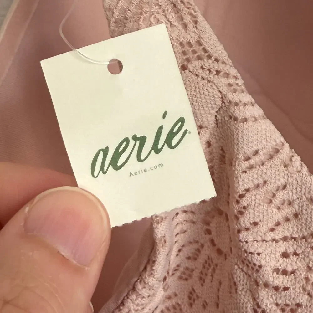 NWT AERIE Sunnie‎ Full Coverage Lightly Lined Blossom Lace Bra Marled Pale Pink